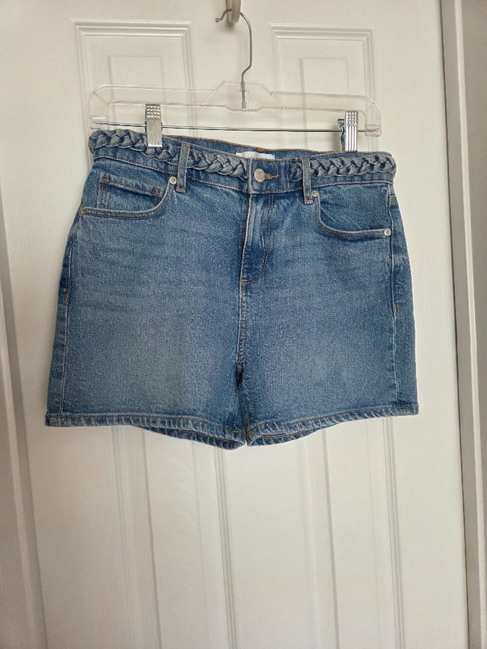 LOFT Denim Shorts with Braided Waist, Size  0/25